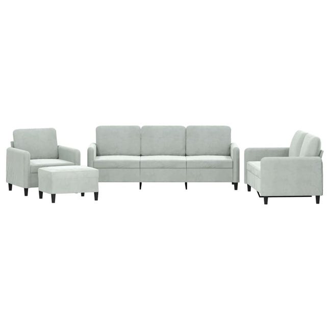 sofasæt 4 dele velour lysegrå