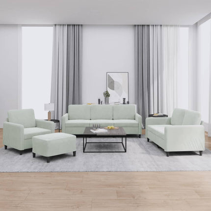 sofasæt 4 dele velour lysegrå