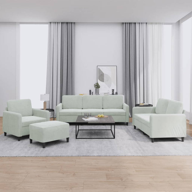 sofasæt 4 dele velour lysegrå