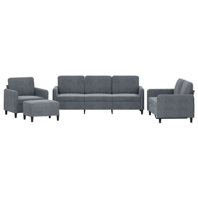 sofasæt 4 dele velour mørkegrå