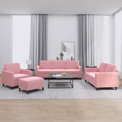 sofasæt 4 dele velour lyserød