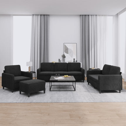 sofasæt 4 dele velour sort
