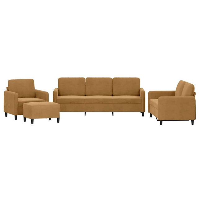 sofasæt 4 dele velour brun