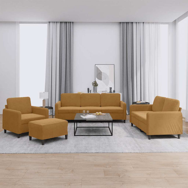 sofasæt 4 dele velour brun