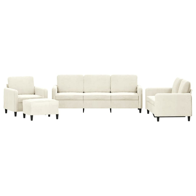 sofasæt 4 dele velour cremefarvet