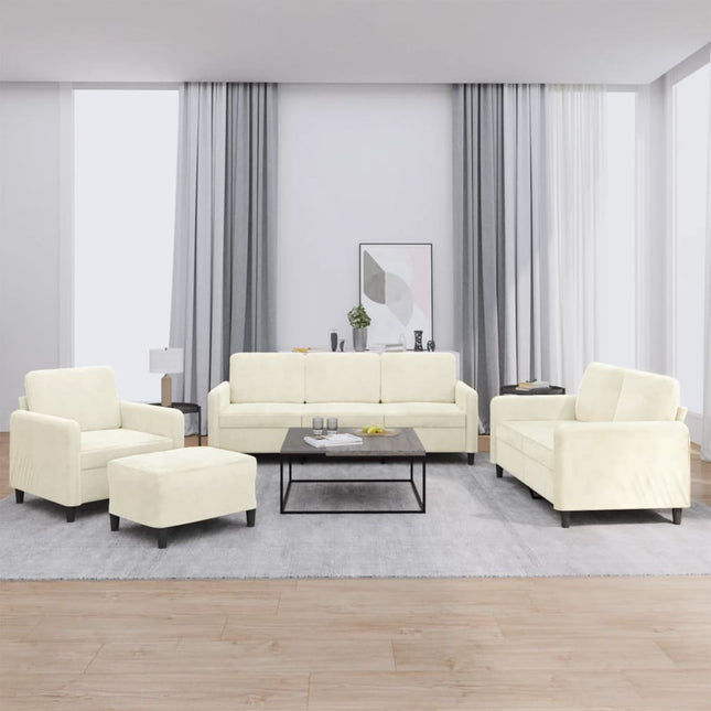 sofasæt 4 dele velour cremefarvet