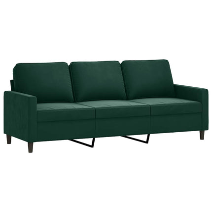 sofasæt 3 dele med puder velour mørkegrøn