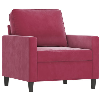 sofasæt 4 dele med puder velour vinrød