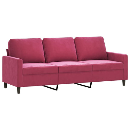 sofasæt 4 dele med puder velour vinrød