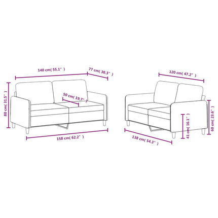 sofasæt 2 dele velour mørkegrå