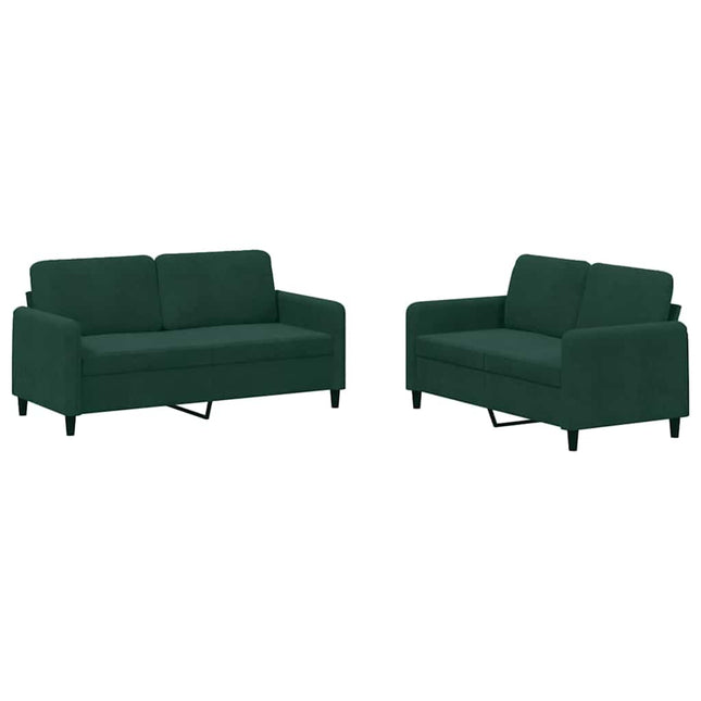 sofasæt 2 dele velour mørkegrøn