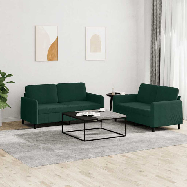 sofasæt 2 dele velour mørkegrøn