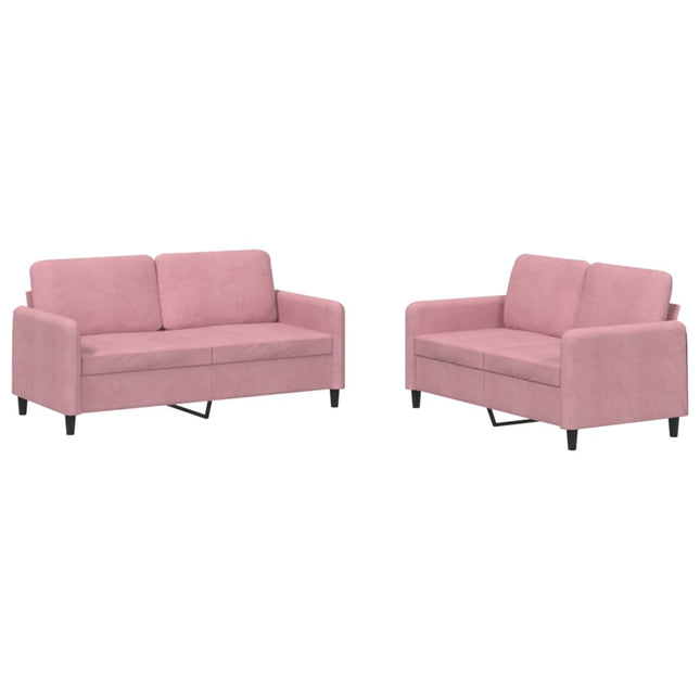 sofasæt 2 dele velour lyserød