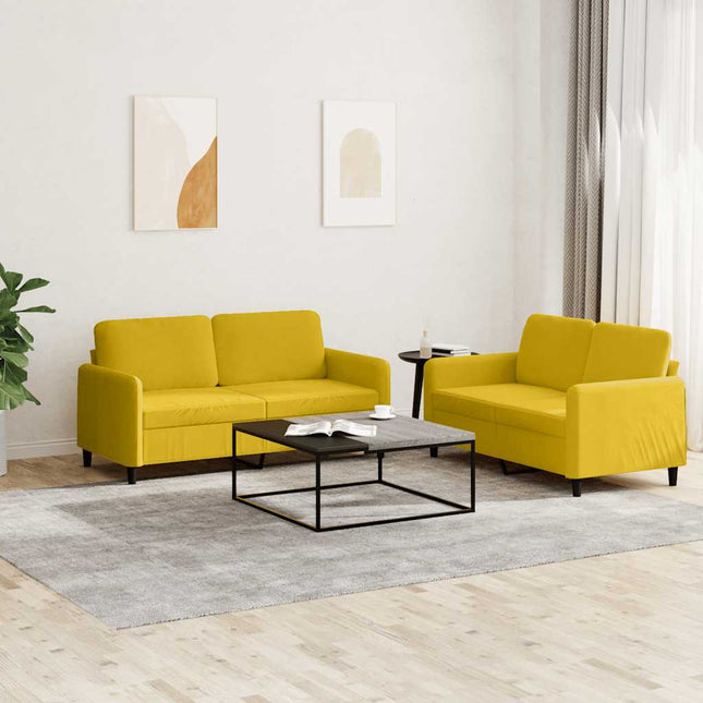 sofasæt 2 dele velour gul