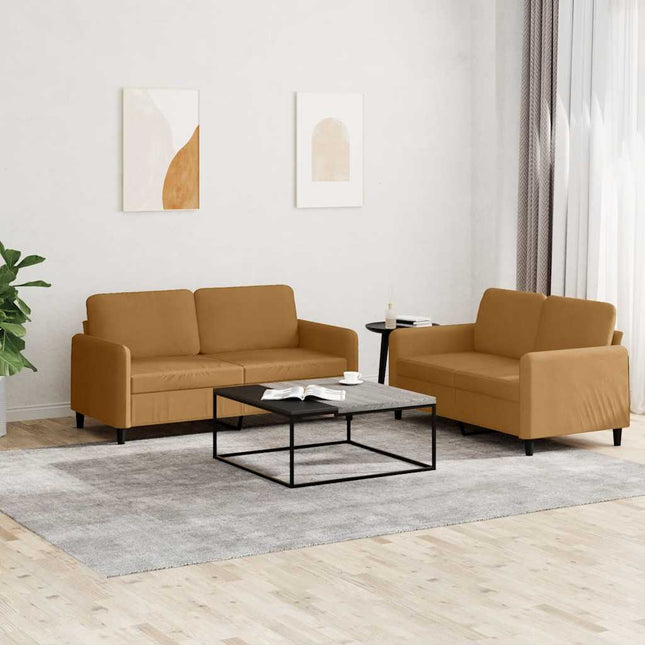 sofasæt 2 dele velour brun
