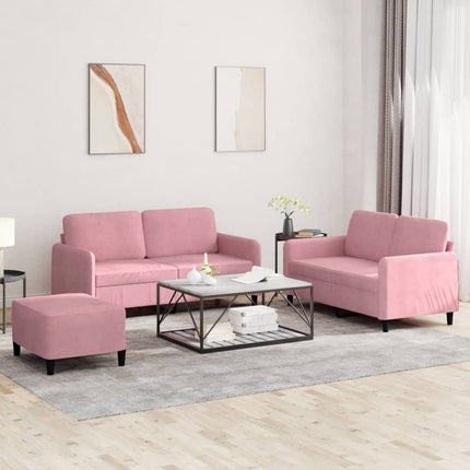 sofasæt 3 dele velour lyserød
