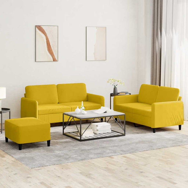 sofasæt 3 dele velour gul