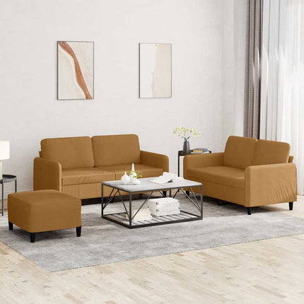 sofasæt 3 dele velour brun