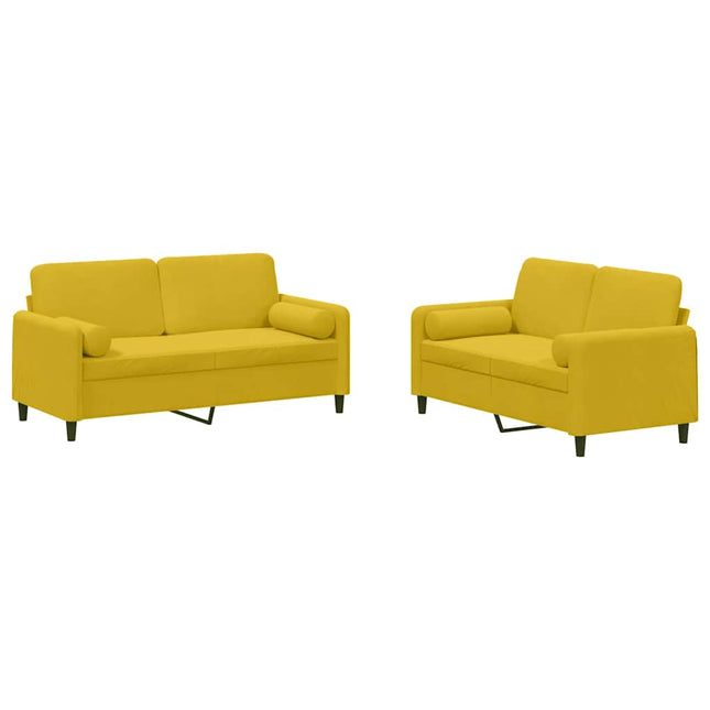 sofasæt 2 dele med puder velour gul