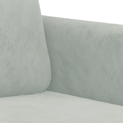 sofasæt 3 dele med puder velour lysegrå