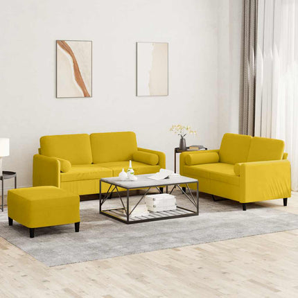 sofasæt 3 dele med puder velour gul