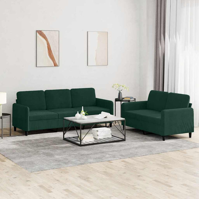 sofasæt 2 dele velour mørkegrøn
