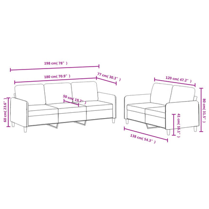 sofasæt 2 dele velour lyserød