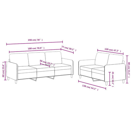 sofasæt 2 dele velour brun