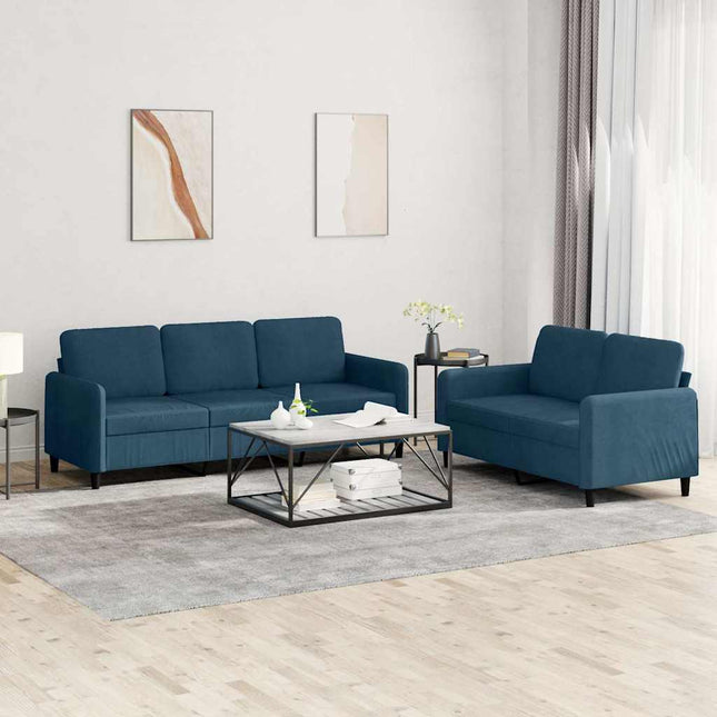 sofasæt 2 dele velour blå