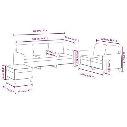 sofasæt 3 dele velour sort