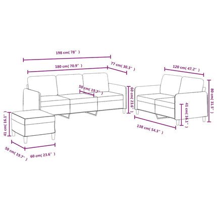 sofasæt 3 dele velour gul