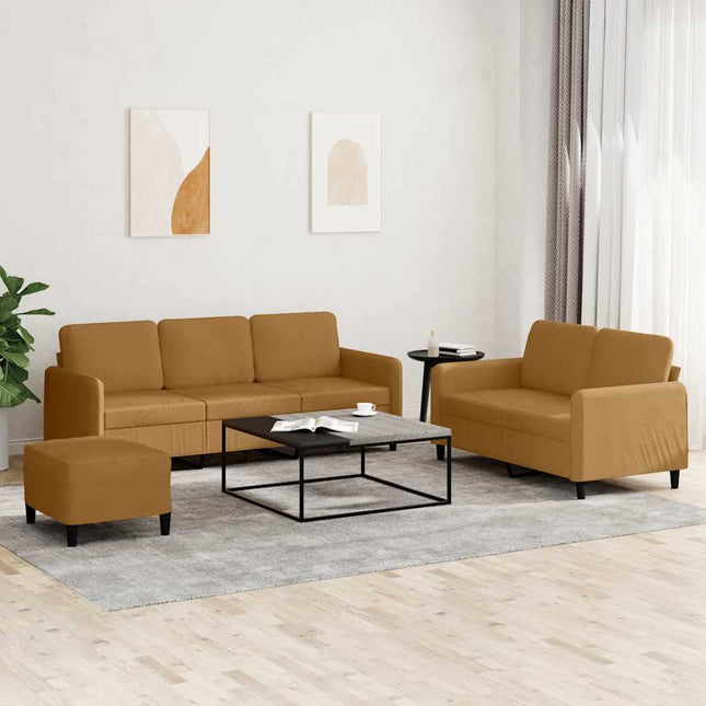 sofasæt 3 dele velour brun
