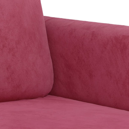 sofasæt 3 dele med puder velour vinrød