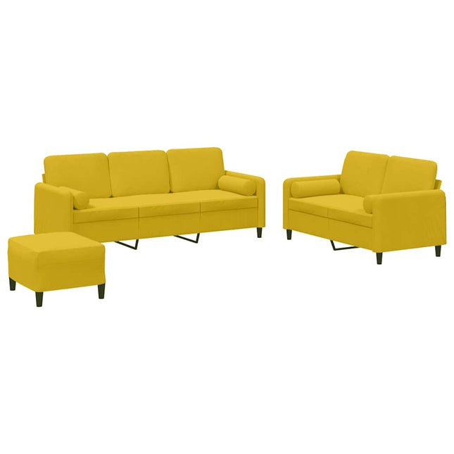 sofasæt 3 dele med puder velour gul