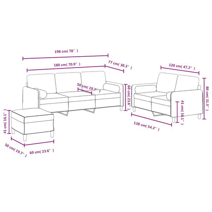 sofasæt 3 dele med puder velour blå