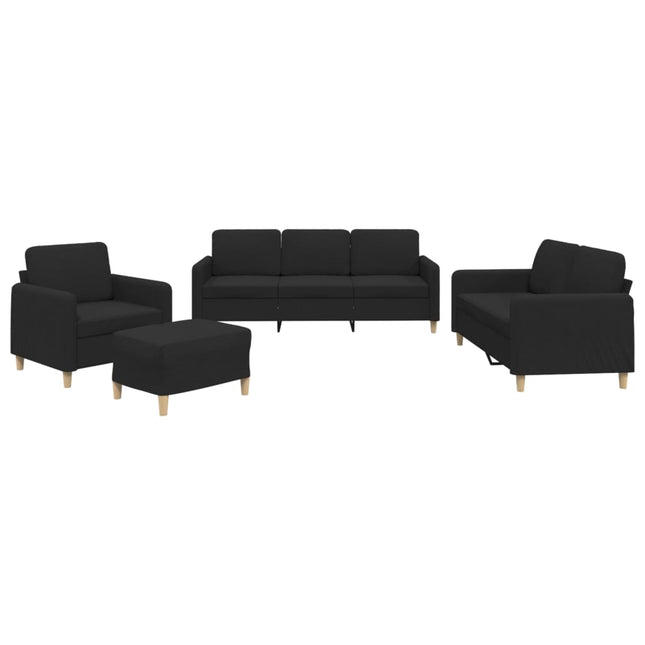 sofasæt 4 dele med hynder stof sort