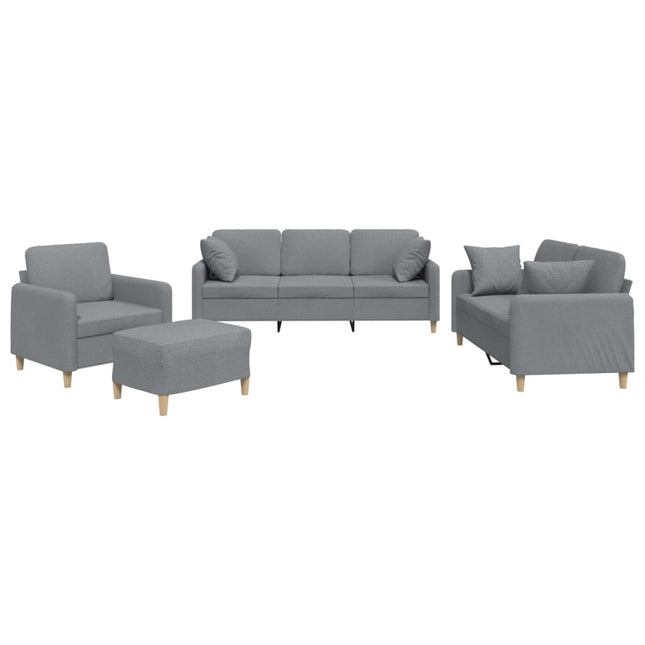 sofasæt 4 dele med puder stof lysegrå