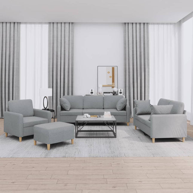 sofasæt 4 dele med puder stof lysegrå