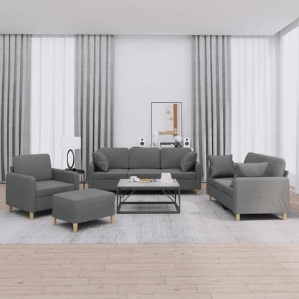 sofasæt 4 dele med puder stof mørkegrå