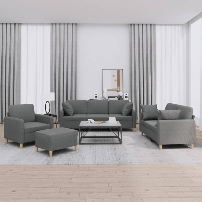 sofasæt 4 dele med puder stof mørkegrå
