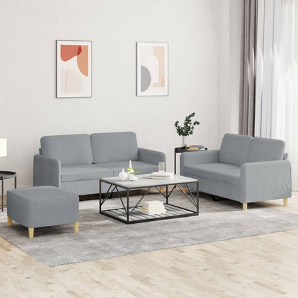 sofasæt 3 dele med hynder stof lysegrå