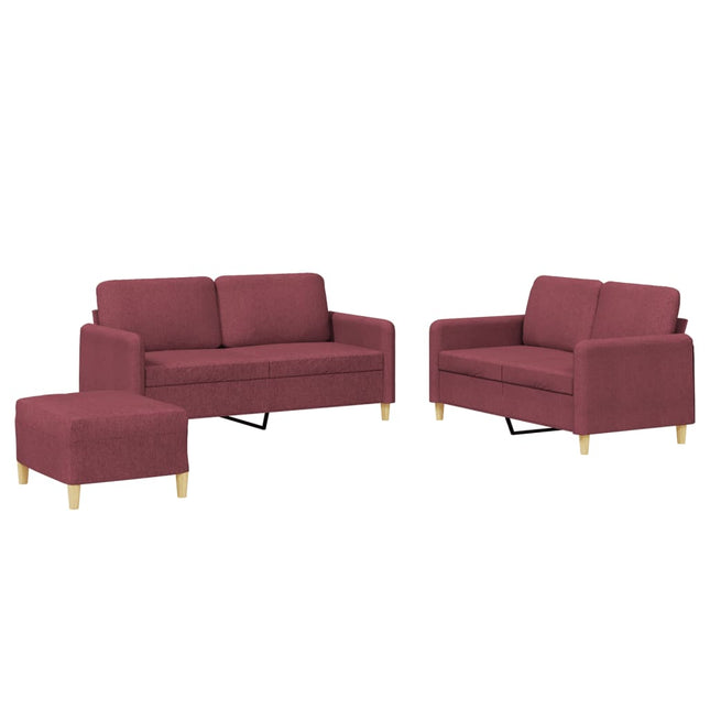 sofasæt 2 dele med hynder stof vinrød