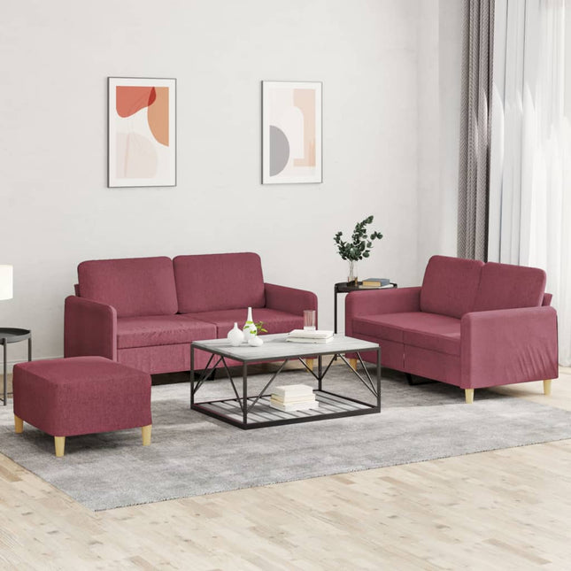 sofasæt 2 dele med hynder stof vinrød