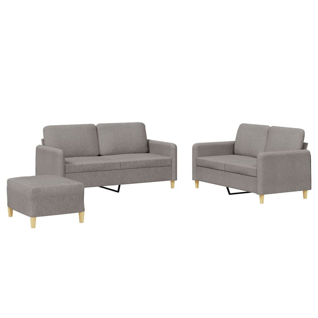 sofasæt 3 dele med hynder stof gråbrun
