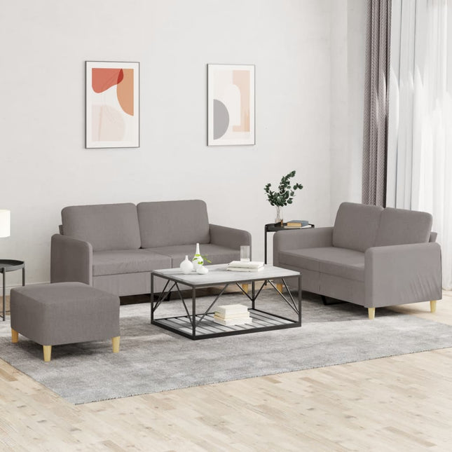 sofasæt 3 dele med hynder stof gråbrun