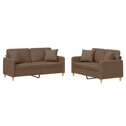 sofasæt 2 dele med puder stof brun