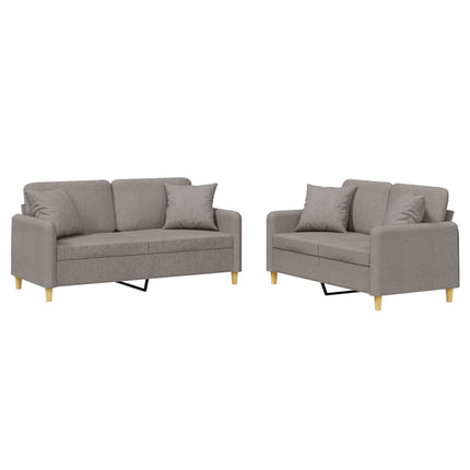 sofasæt 2 dele med puder stof gråbrun