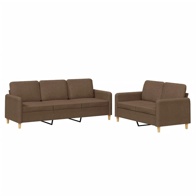 sofasæt 2 dele med hynder stof brun