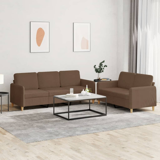 sofasæt 2 dele med hynder stof brun
