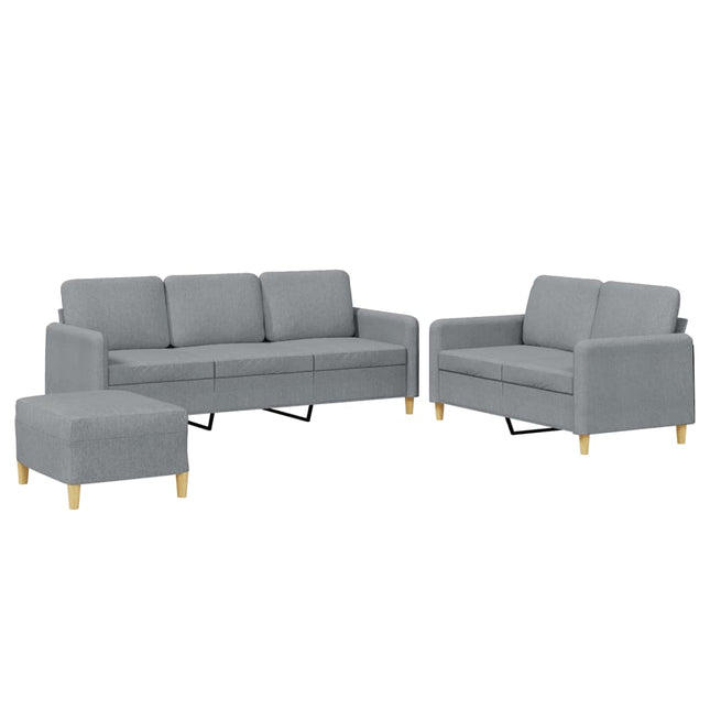 sofasæt 3 dele med hynder stof lysegrå